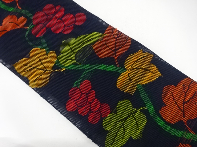 羅　葡萄模様織り出し　名古屋帯